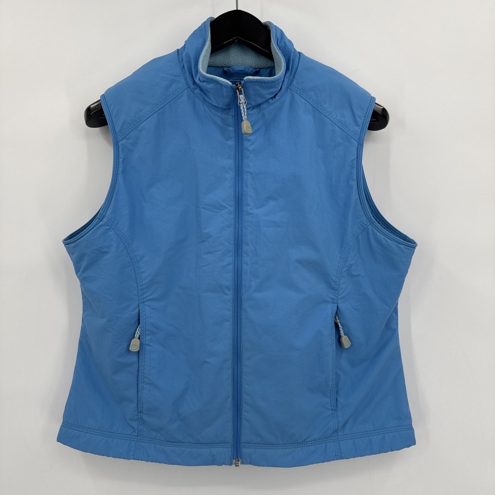 L.L. Bean Blue vest Fleece lined Women's Full Zip Nylon size Large Gorpcore